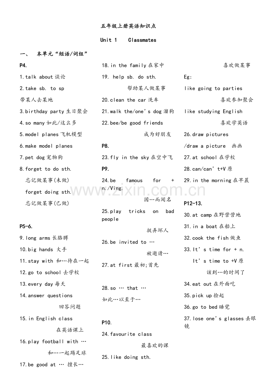 新起点小学英语五年级上册重点知识总汇-Alison.doc_第1页