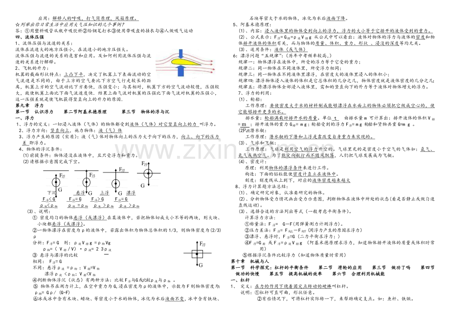 沪科版八年级物理下学期学习提纲.doc_第3页