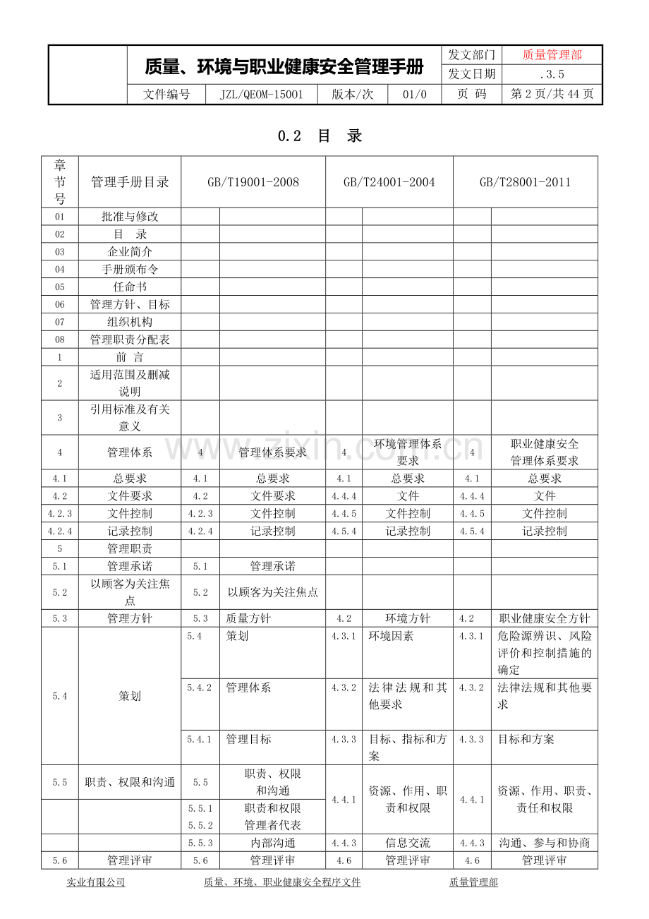 塑料口杯生产公司质量、环境与职业健康安全管理手册.doc_第2页