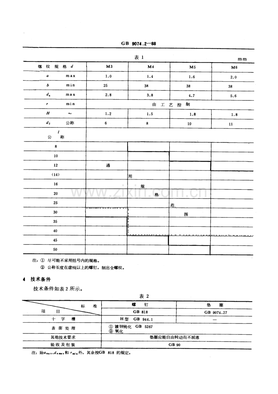 GB 9074.2-1988(2004) 十字槽盘头螺钉和外锯齿锁紧垫圈组合.pdf_第2页