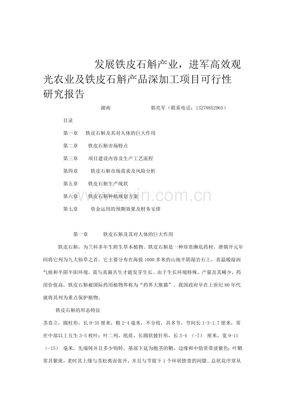 湖南某铁皮石斛项目建议书.doc_第1页