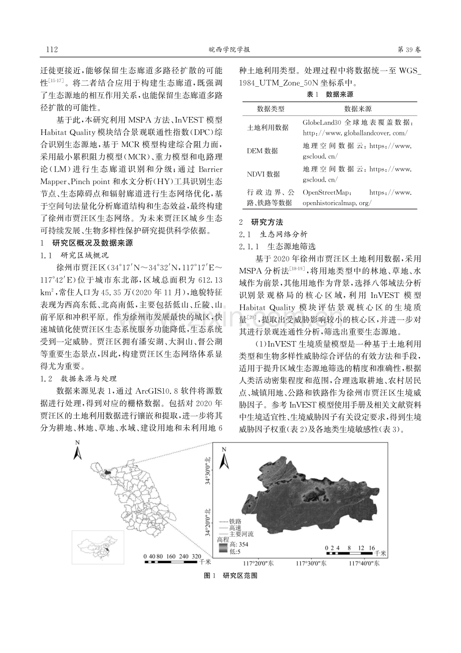 基于MCR-LM-HY模型的绿色生态网络识别与优化——以徐州市贾汪区为例.pdf_第2页