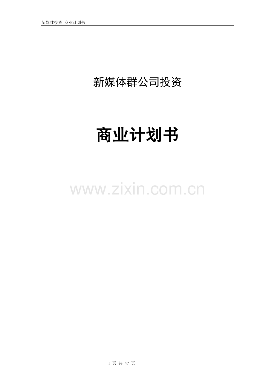 新媒体群公司投资商业计划书--大学毕业设计论文.doc_第1页