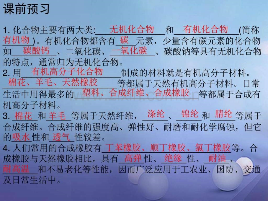 九级化学下册第十二单元化学与生活课题3有机合成材料.ppt_第2页