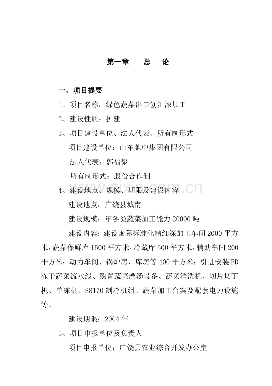 绿色蔬菜建设可行性研究报告.doc_第1页