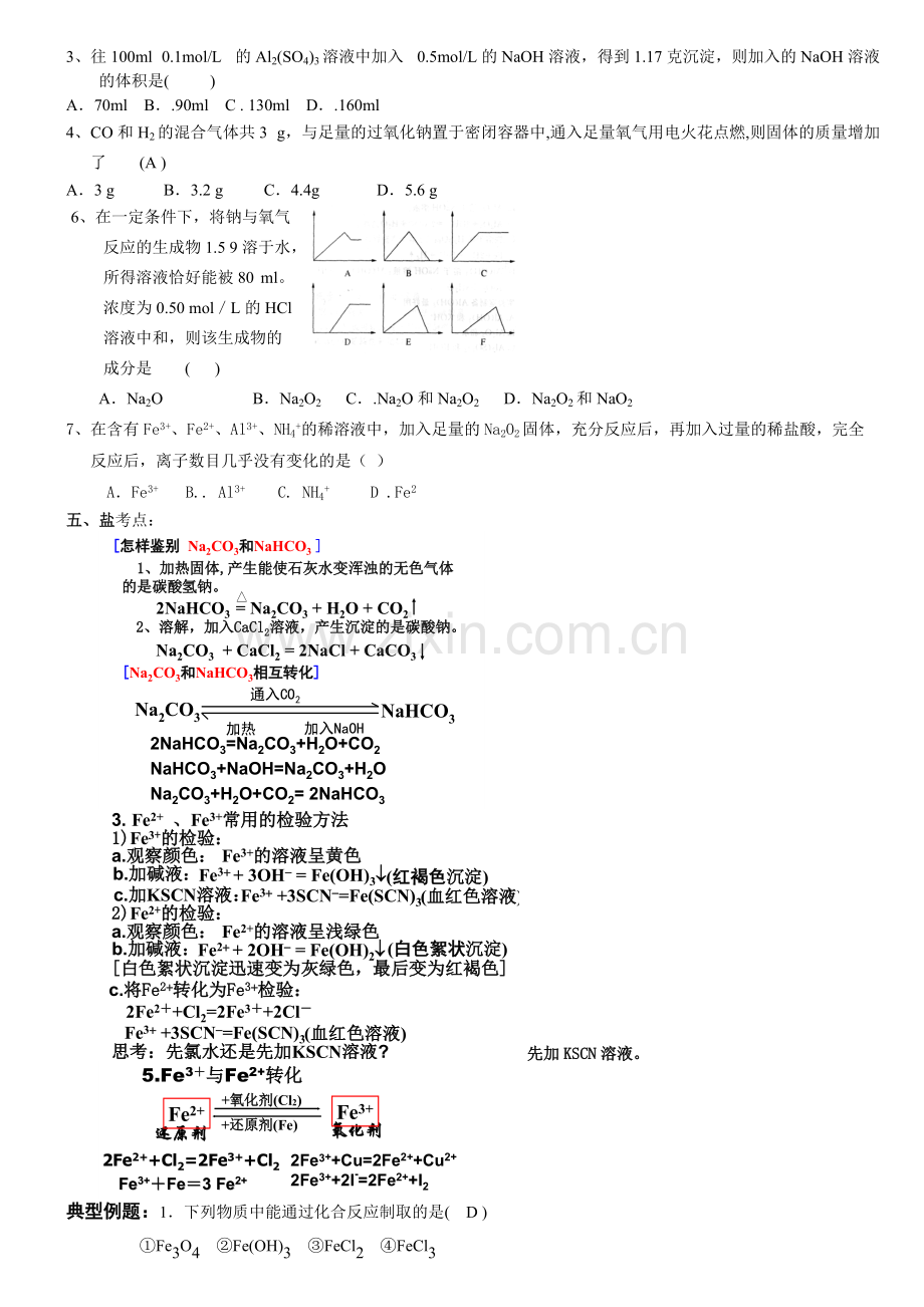 高一化学必修一第三、四章知识点、复习题总结.pdf_第3页