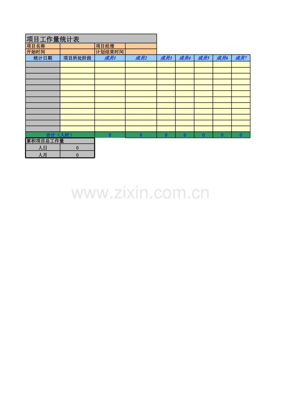 项目工作量统计表.xls_第1页