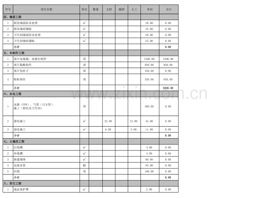 重庆装饰公司工程预算表.xls_第3页