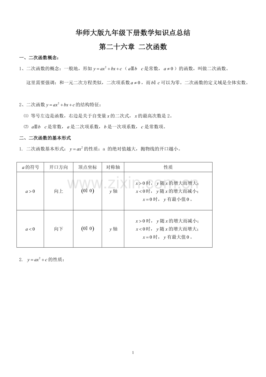 华师大版九年级下册数学知识点总结.pdf_第1页