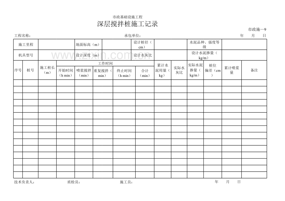 深层搅拌桩施工记录(表格模板、XLS格式).xls_第2页