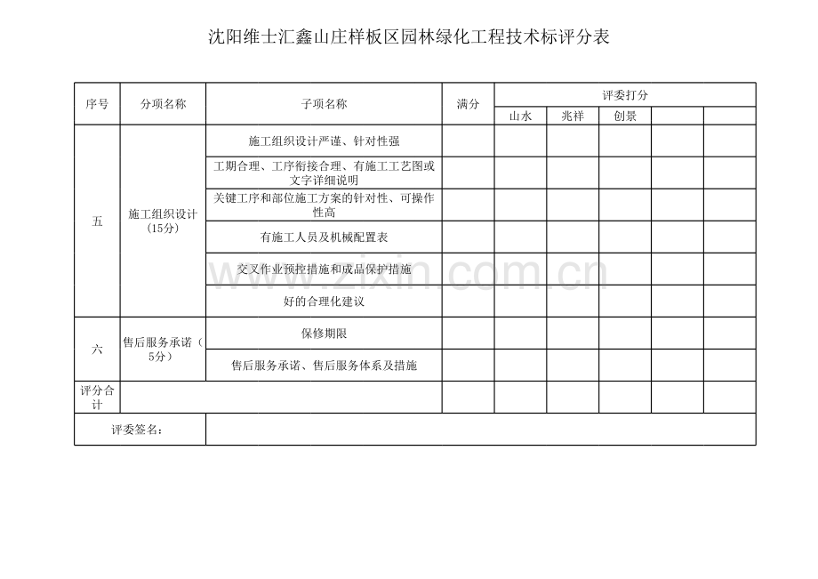 绿化-景观工程技术标评分表.xls_第2页