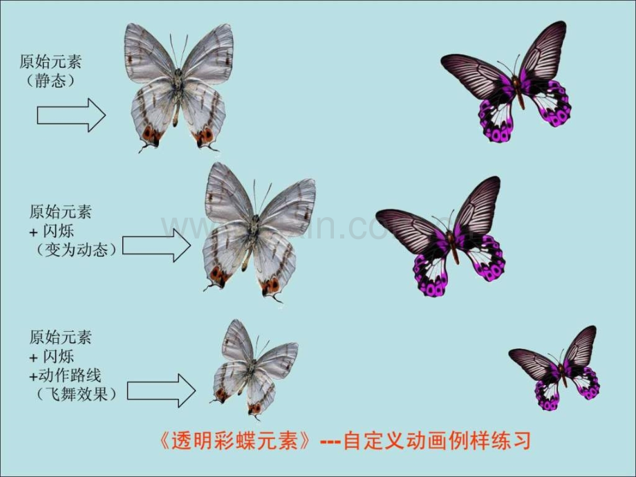 [技巧探索]彩蝶元素飞舞效果演示--文档中有原始.ppt_第1页