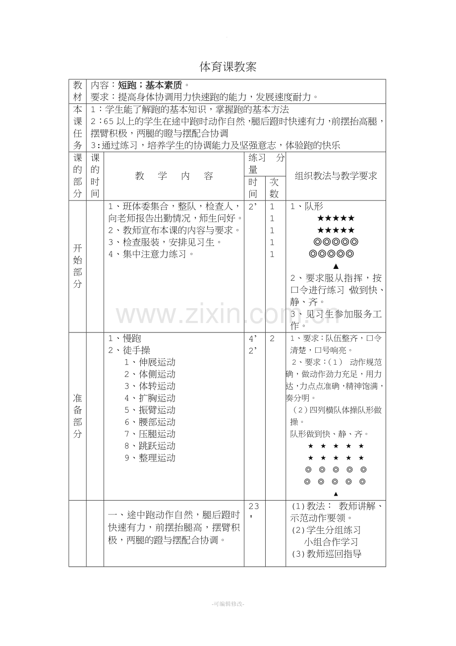 初中体育课全套优秀教案.doc_第1页