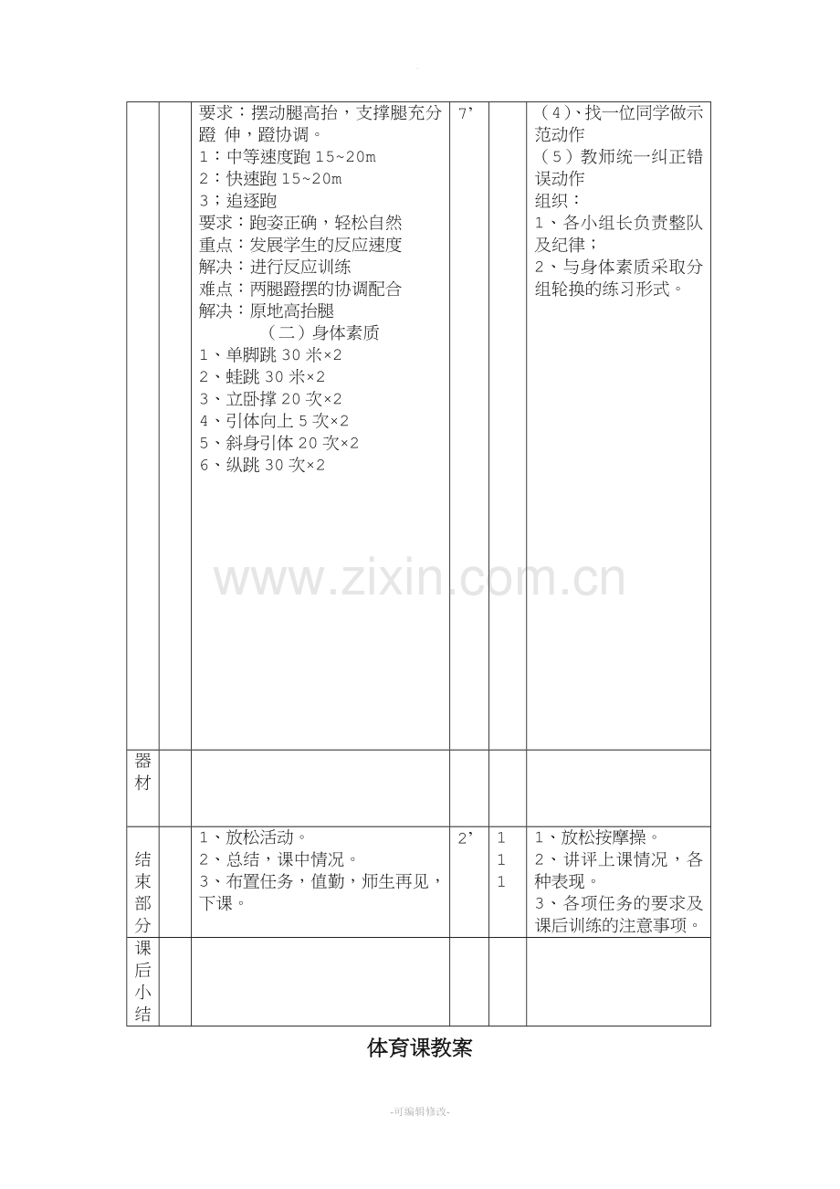 初中体育课全套优秀教案.doc_第2页