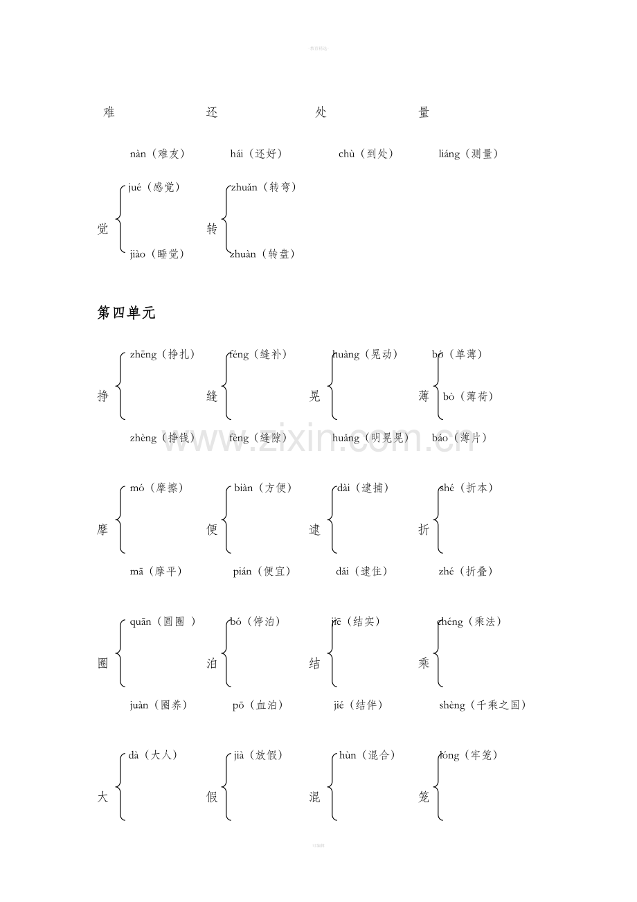 语文六年级下册多音字大全.doc_第3页