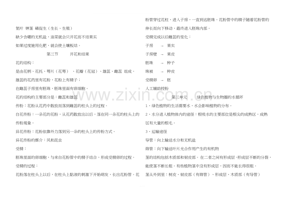 七年级生物上册第三单元知识点.doc_第3页