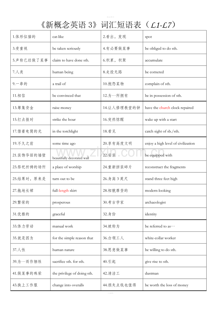 全新整理新概念第三册短语.doc_第1页