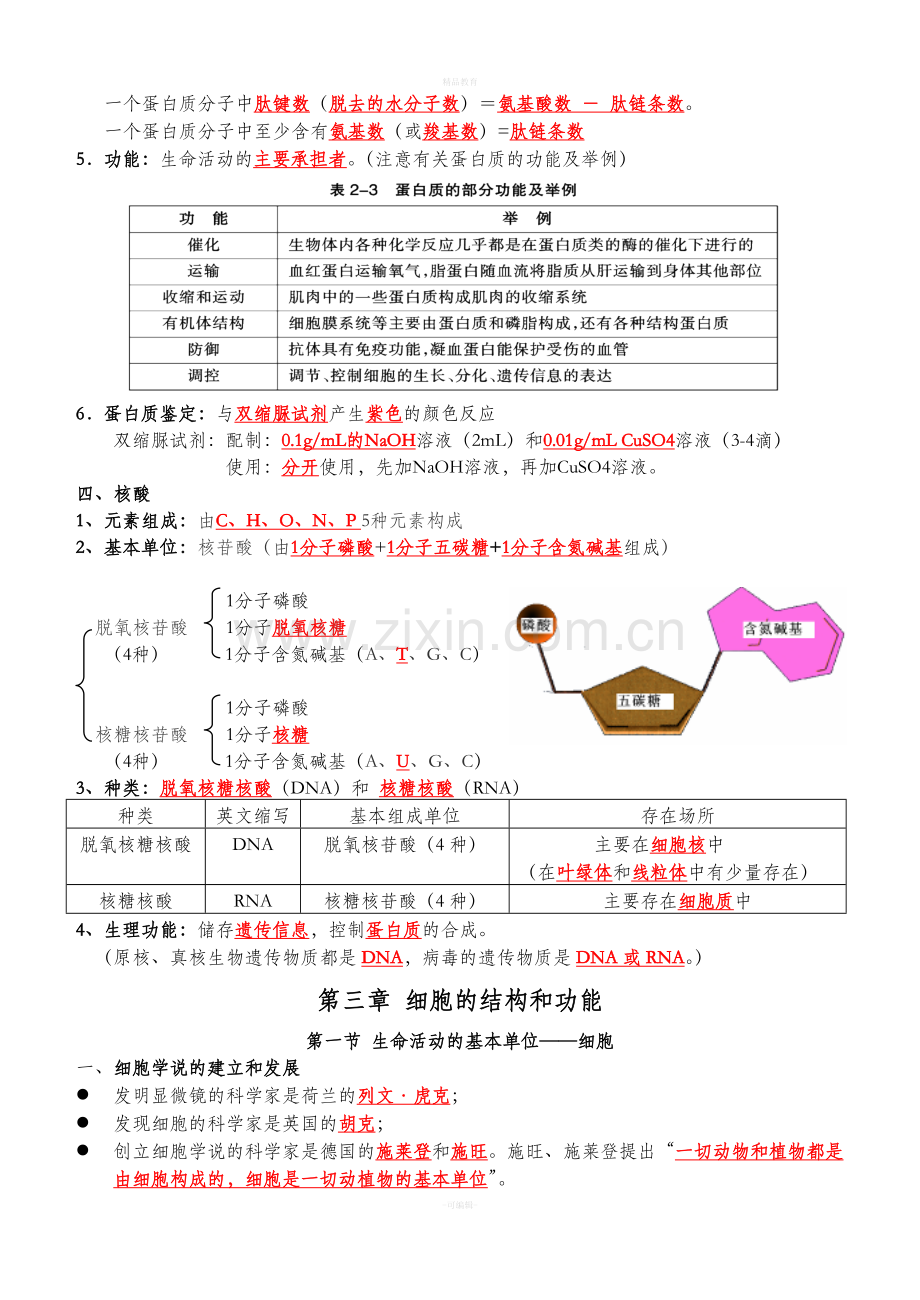 高中生物必修1复习提纲(必修类).doc_第3页