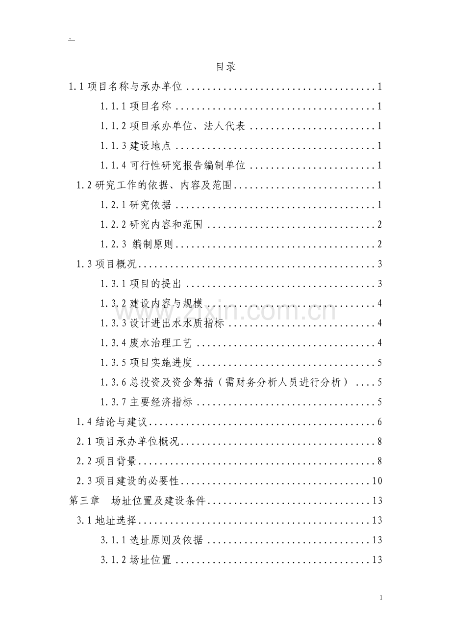 某化纤公司废水处理改造项目可行性研究报告.doc_第1页