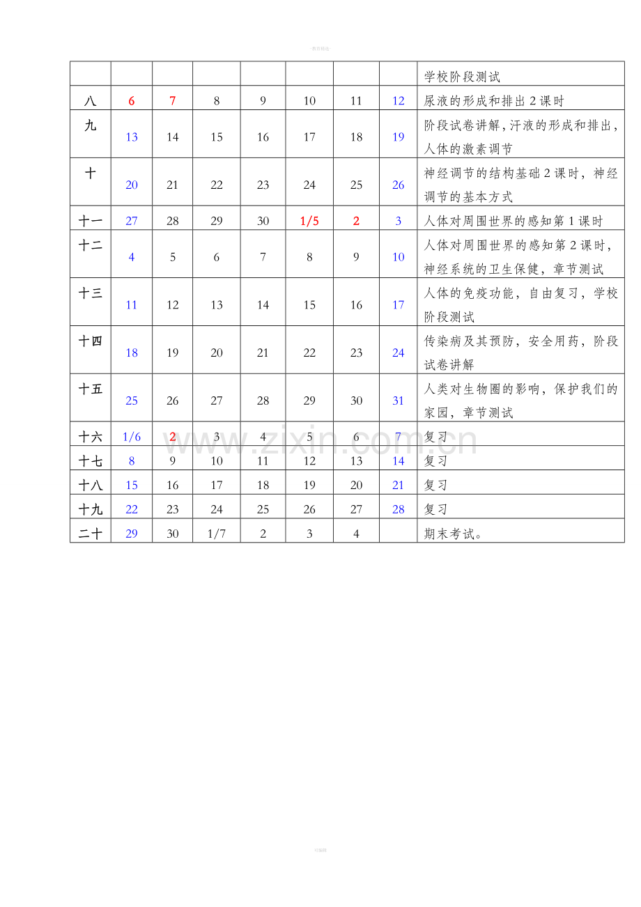 济南版七年级生物下册教学计划.doc_第3页