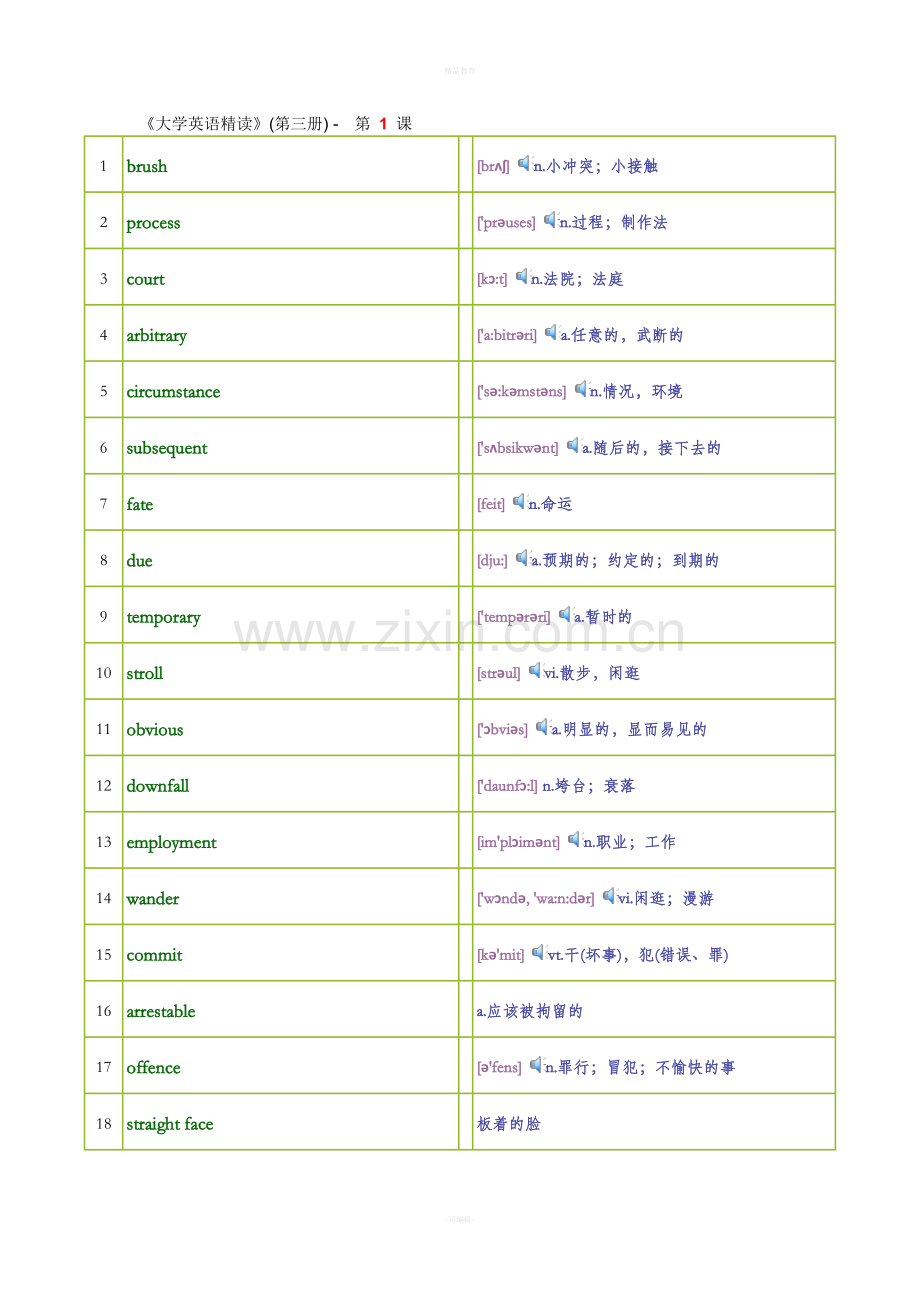 大学英语精读第三册单词表.doc_第1页