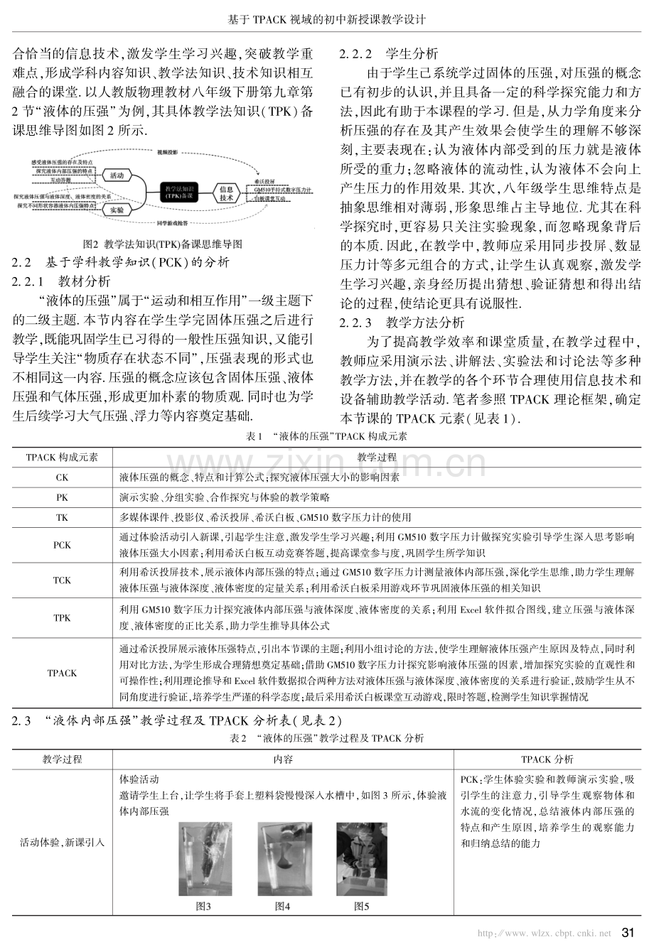 基于TPACK视域的初中新授课教学设计——以人教版“液体的压强”为例.pdf_第2页