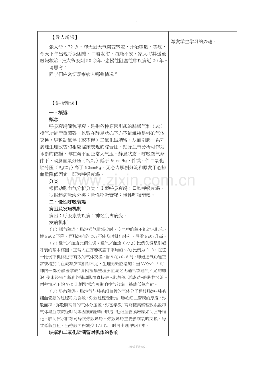 呼吸衰竭病人护理教学设计.doc_第3页