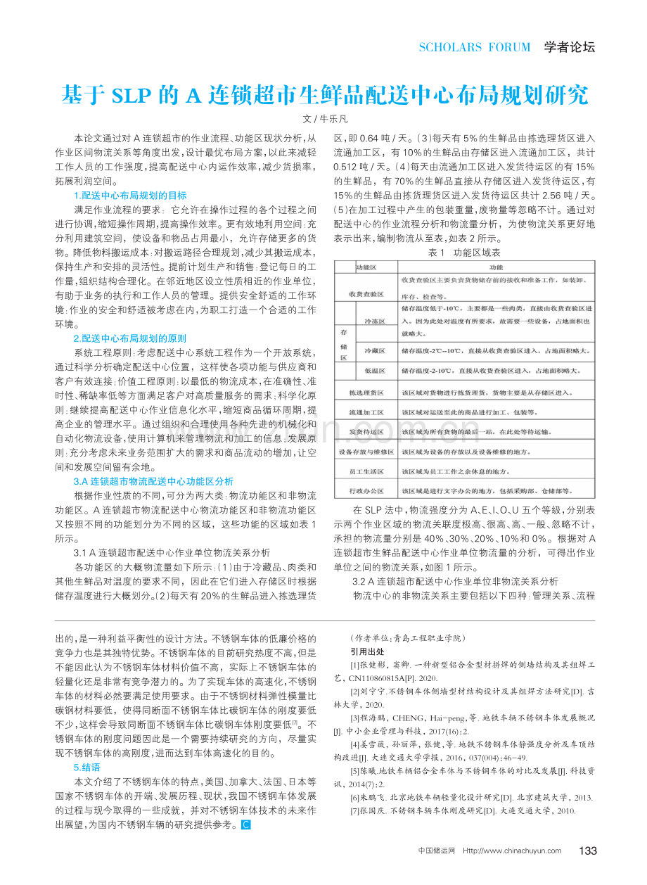 基于SLP的A连锁超市生鲜品配送中心布局规划研究.pdf_第1页