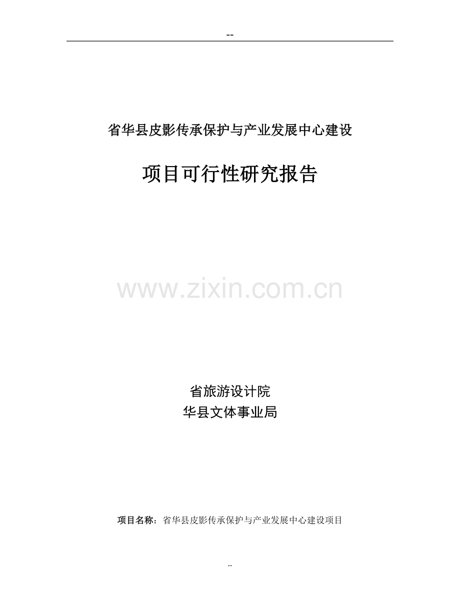 皮影传承保护与产业发展中心建设项目可行性研究报告.doc_第1页