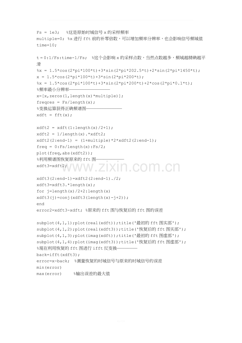 MATLAB中ifft函数用法、性质、特性-以及与fft的组合应用全面深入解析(含程序).docx_第2页