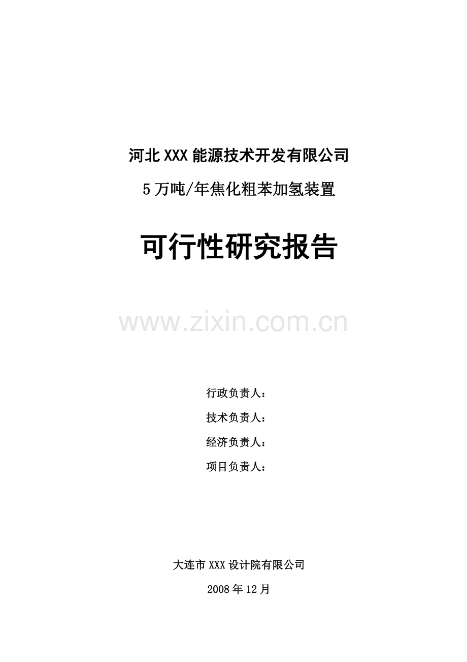 5万吨年焦化粗苯加氢装置申请立项可行性研究报告.doc_第1页