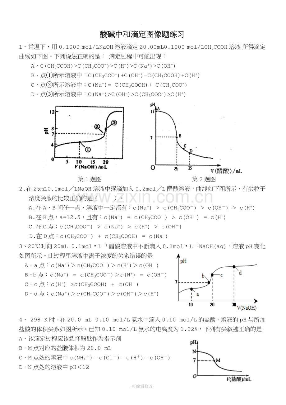 酸碱中和滴定图像题.doc_第1页