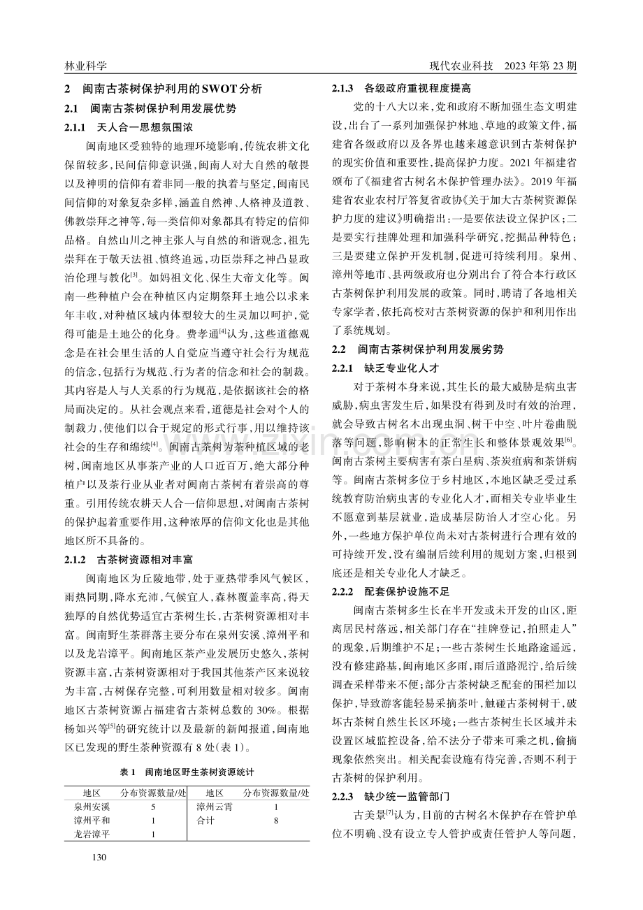 基于SWOT理论的闽南古茶树保护与利用对策.pdf_第2页