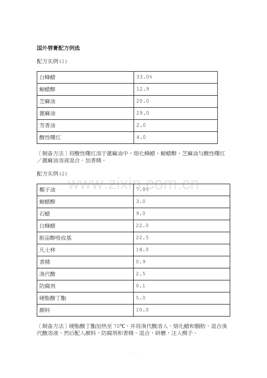 国外唇膏配方例选.doc_第1页