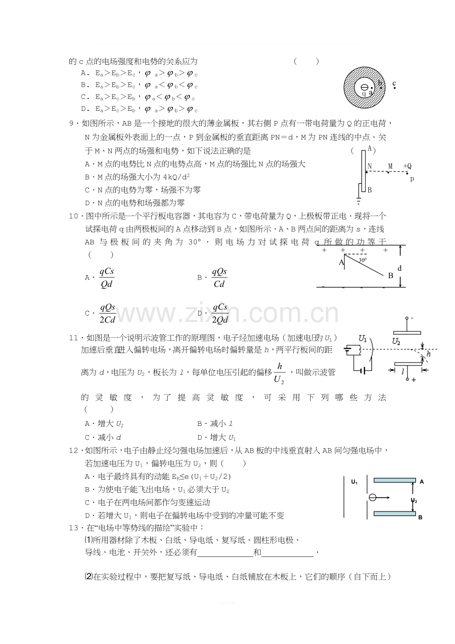 静电场----单元测试题(含答案).docx_第2页