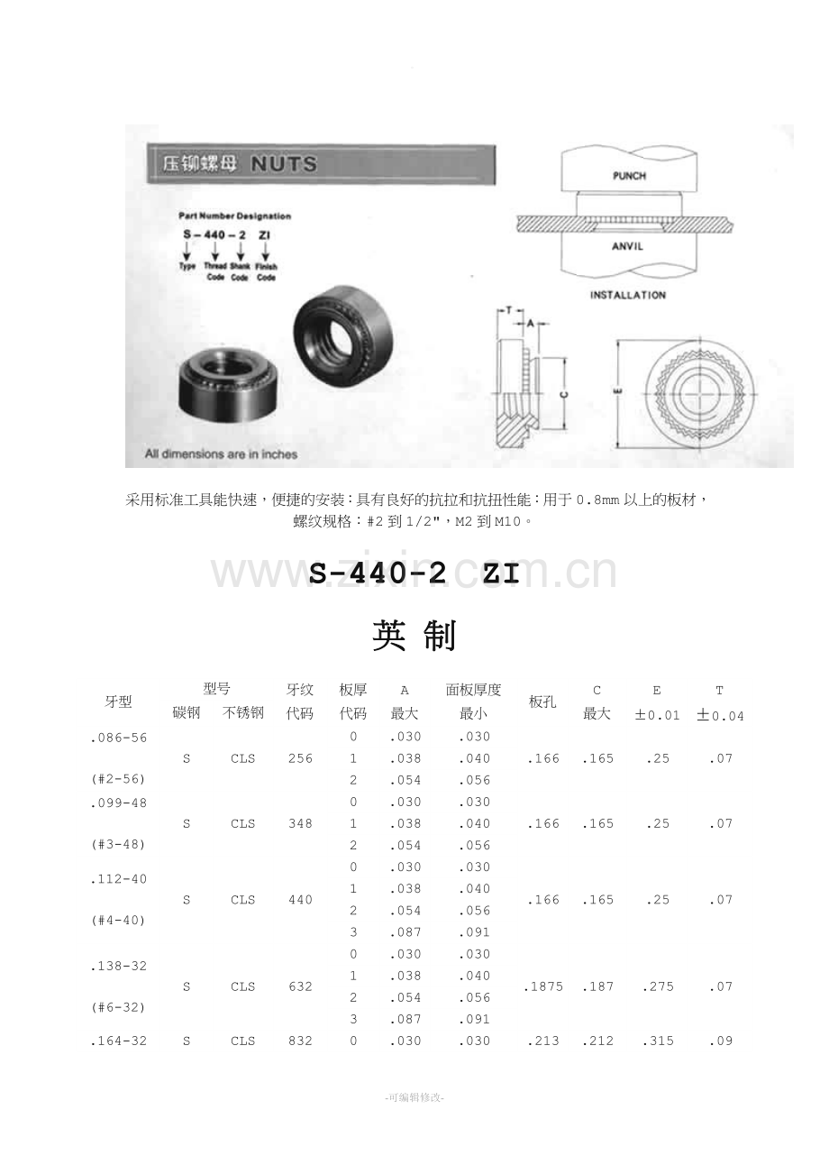 压铆螺母尺寸及开孔尺寸.doc_第3页