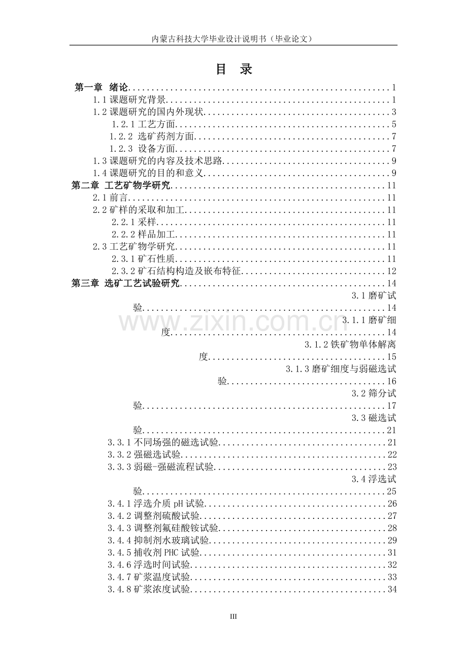 某铁资源综合回收选矿工艺研究-矿物加工工程专业毕业设计-毕业论文.doc_第3页