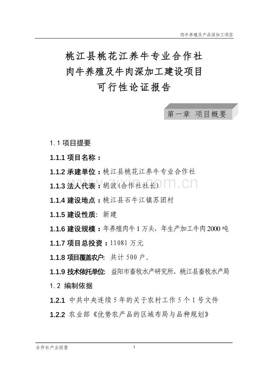 肉牛养殖项目建设投资可行性分析报告.doc_第1页