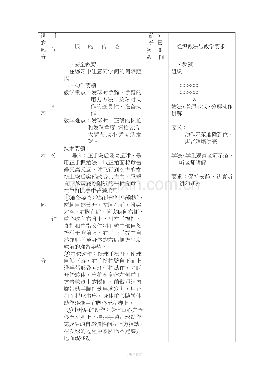 羽毛球正手发高远球教案17408.doc_第2页