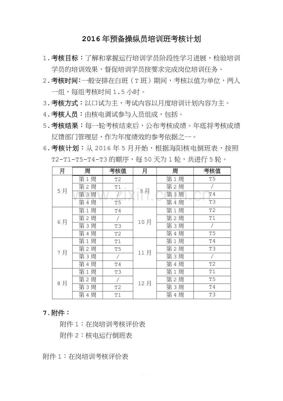 培训班考核计划.docx_第1页