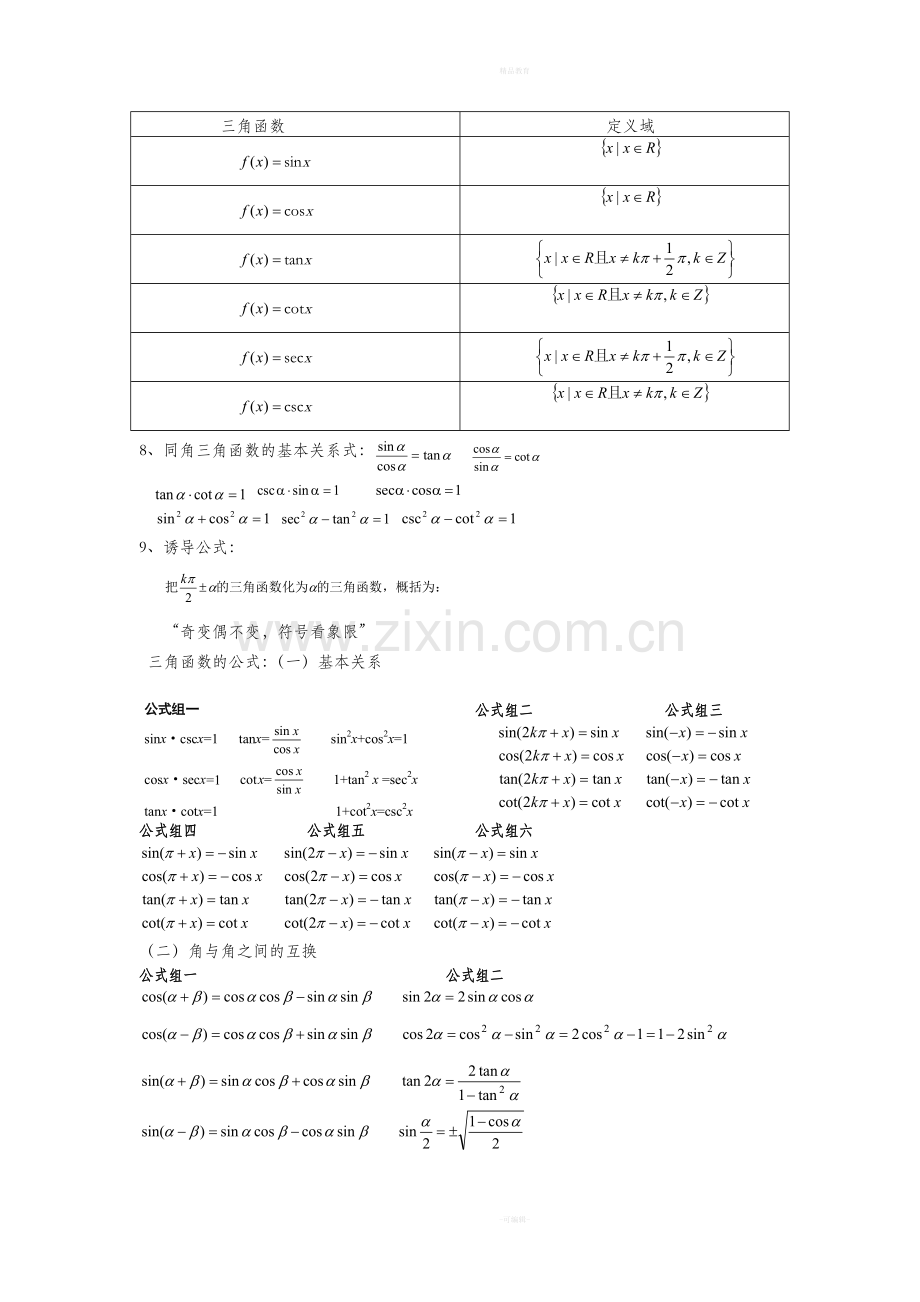 高中数学三角函数知识点总结.doc_第2页