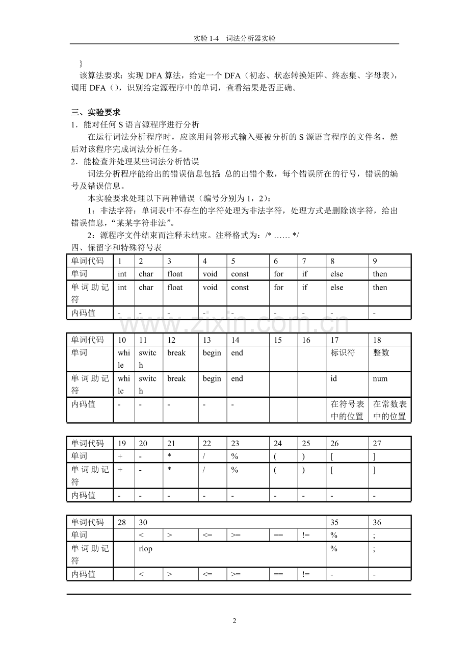 《编译原理》词法分析程序设计方案.doc_第2页