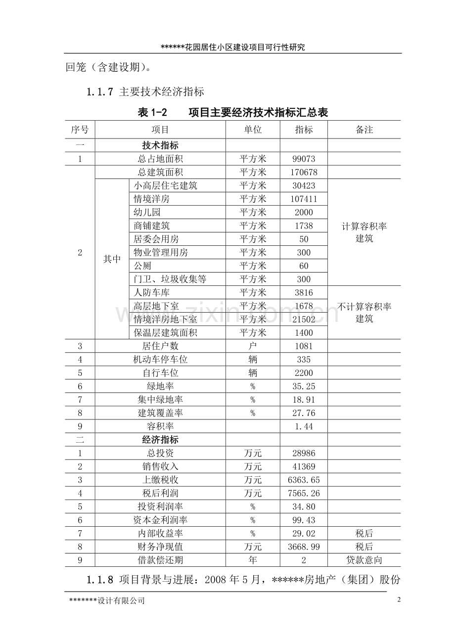 某市花园居住小区建设项目可行性分析研究报告.doc_第2页