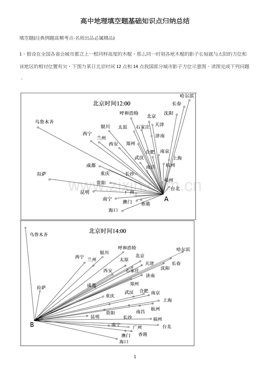 高中地理填空题基础知识点归纳总结.docx_第1页