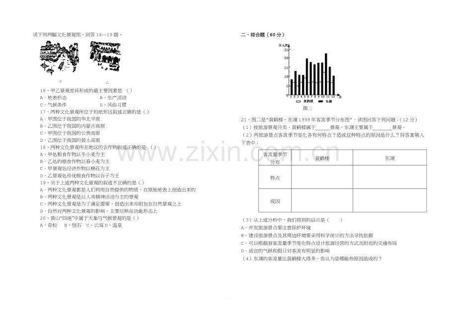 100高二旅游地理试卷(含答案).doc_第2页