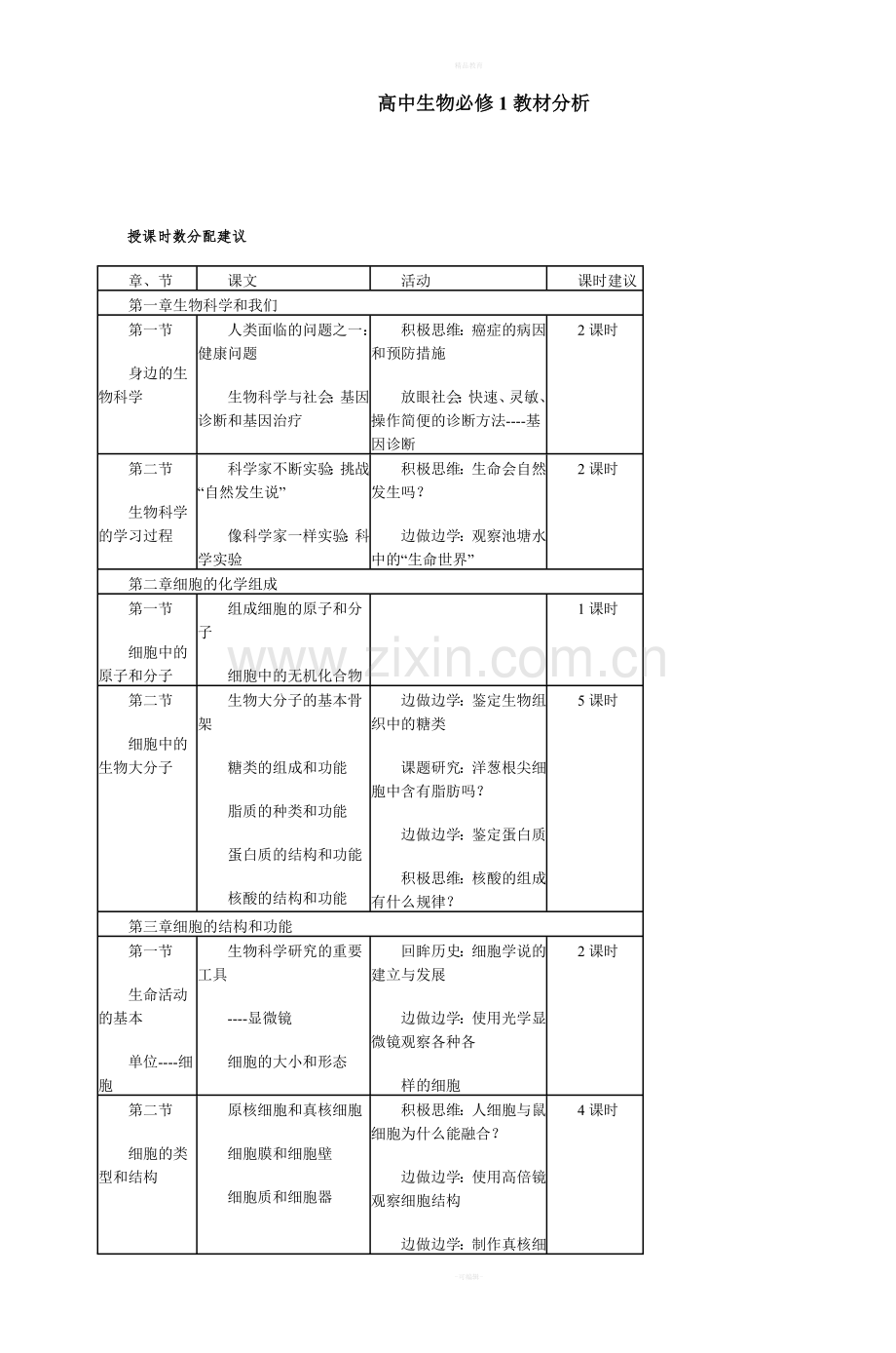 高中生物必修1教材分析.doc_第1页