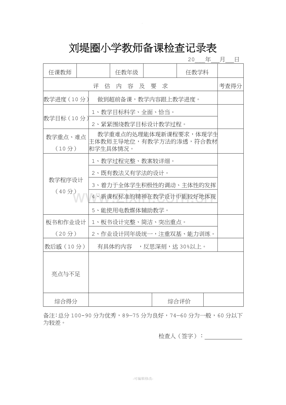 教师教案、作业检查记录表.doc_第1页