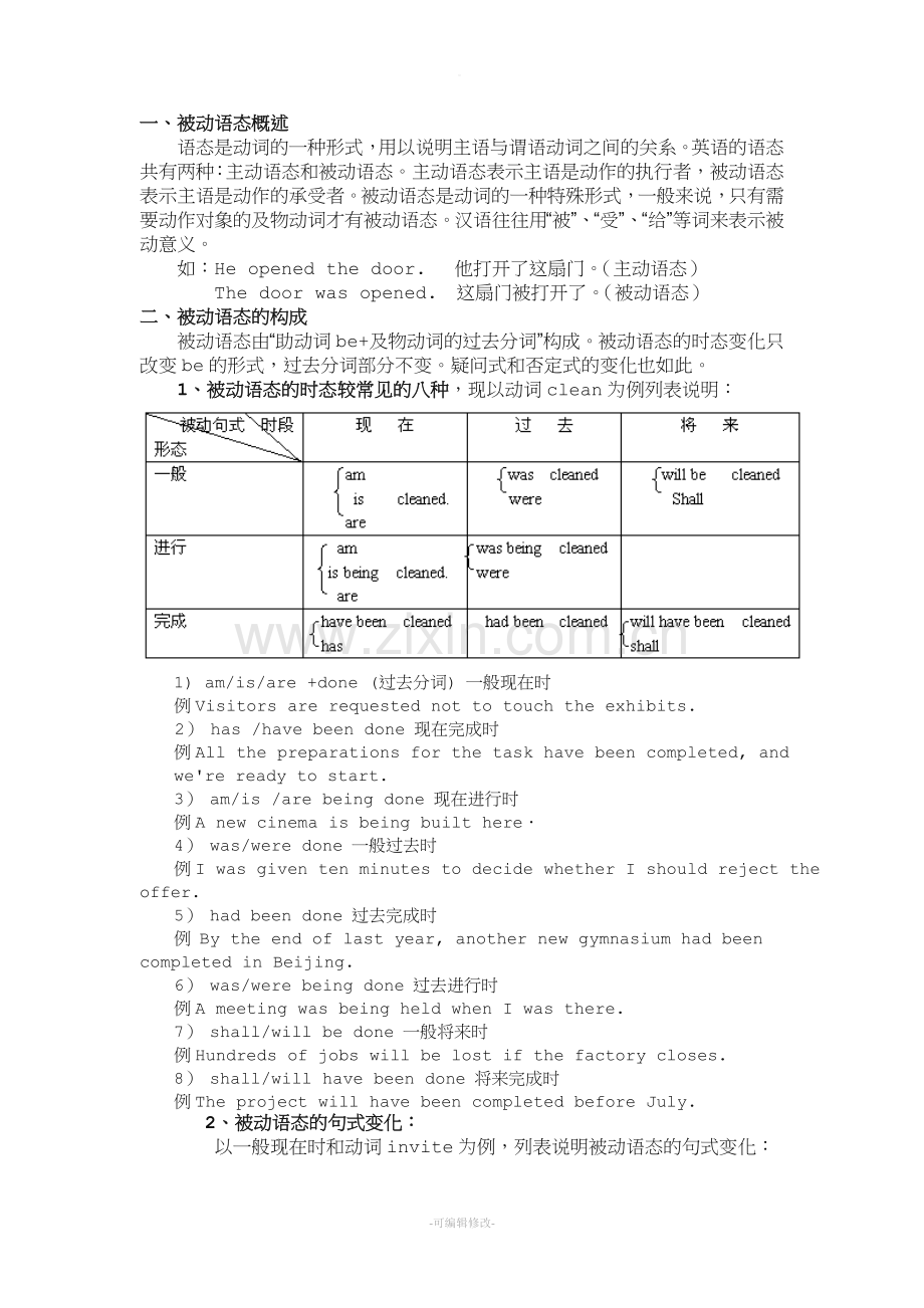 初中被动语态及练习题.doc_第1页