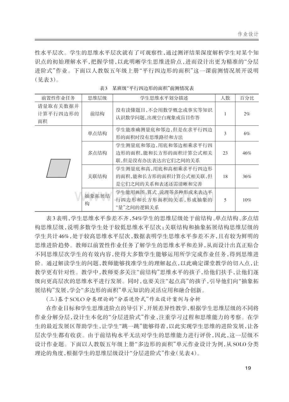 基于SOLO分类理论的“分层进阶式”小学数学作业设计探究——以“多边形的面积”教学为例.pdf_第3页