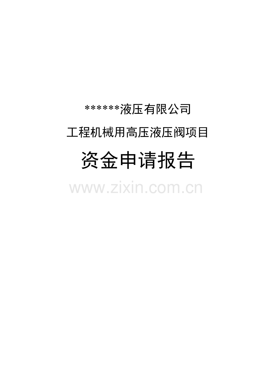 工程机械用高压液压阀项目资金建设可研报告.doc_第1页